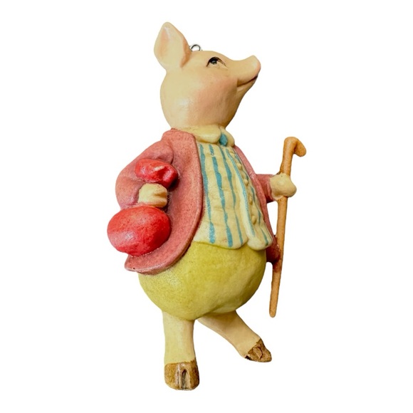 Vintage 1980 Italian Carved Anri Beatrix Potter Pigling Bland Ornament - Picture 4 of 14